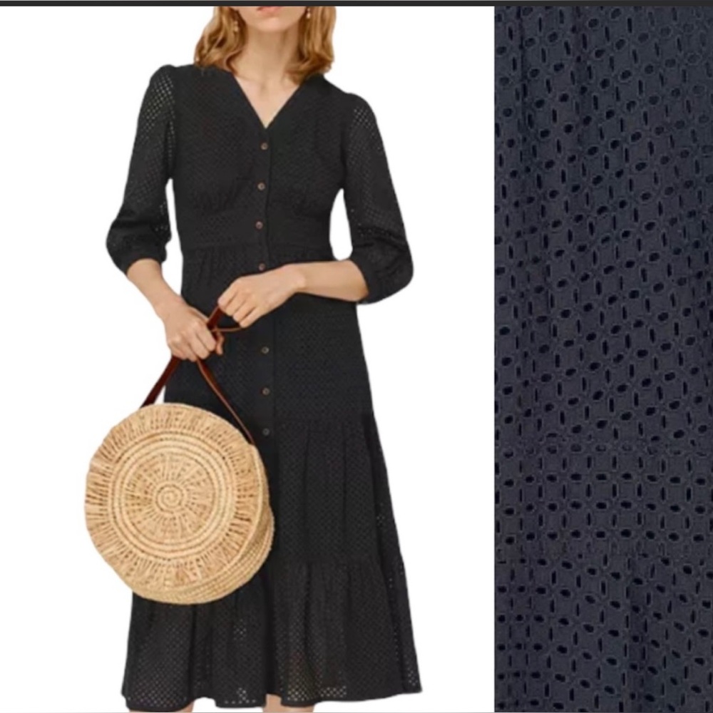 NWT whistles Sara Midi Broderie Eyelet Lace Dress | Sz 0
